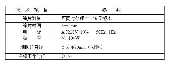 液基薄層細(xì)胞涂片機技術(shù)參數(shù)