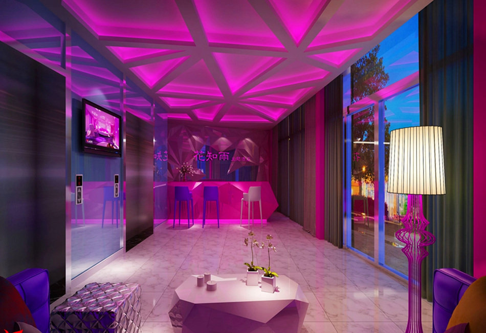 鄭州花知雨情侶主題酒店裝修設計效果圖