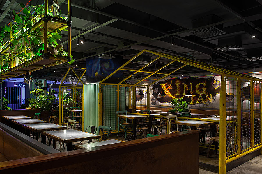 鄭州星炭鍋鍋香烤魚店裝修公司設計案例