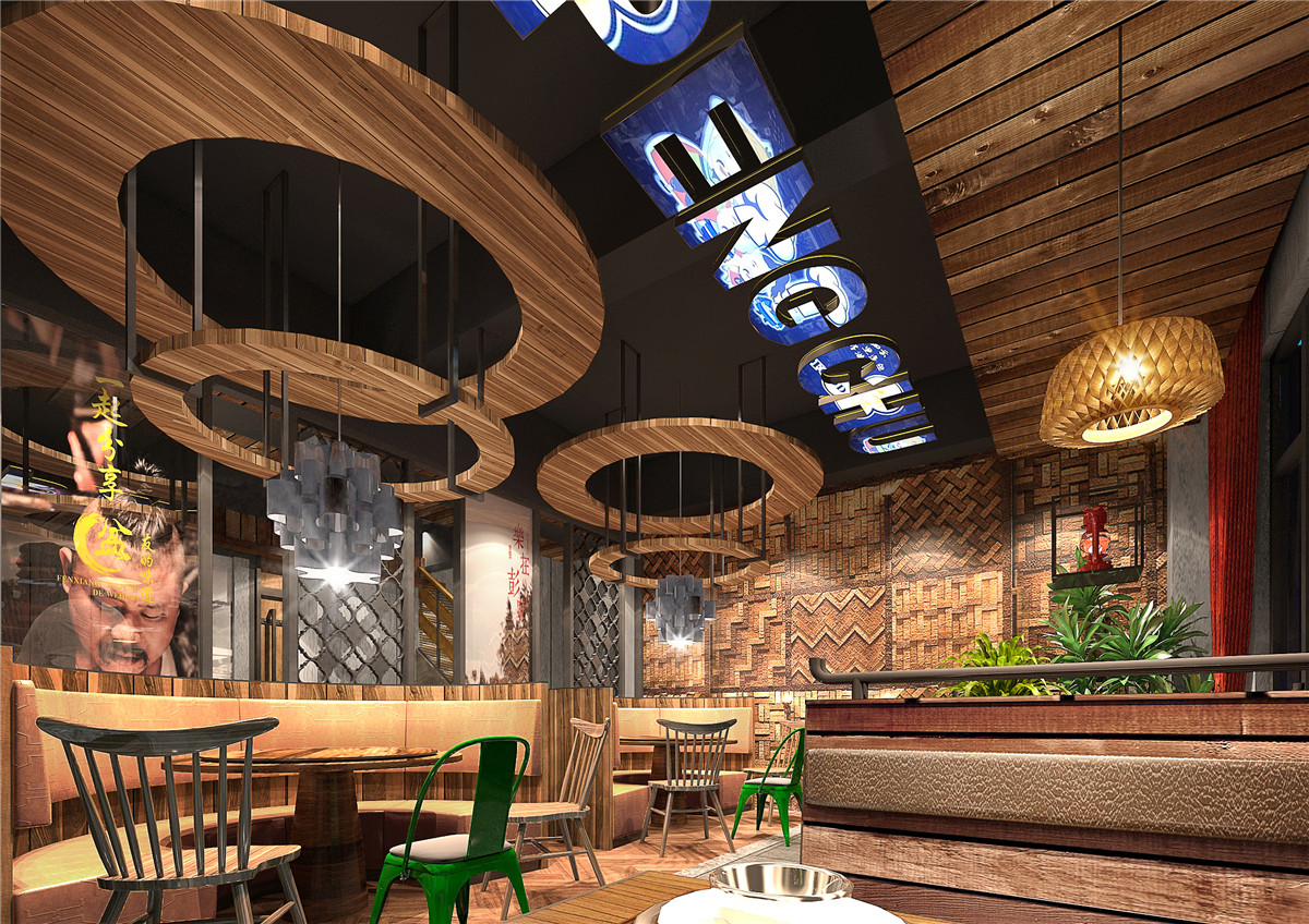 鄭州彭廚湘菜館總店裝修設(shè)計公司案例