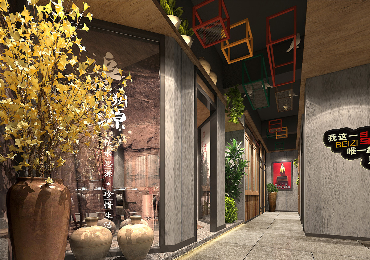 鄭州彭廚湘菜館總店裝修設(shè)計公司案例