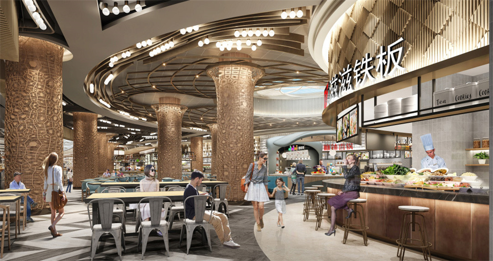 鄭州美食廣場設(shè)計公司食通天美食市集裝修案例(圖8)